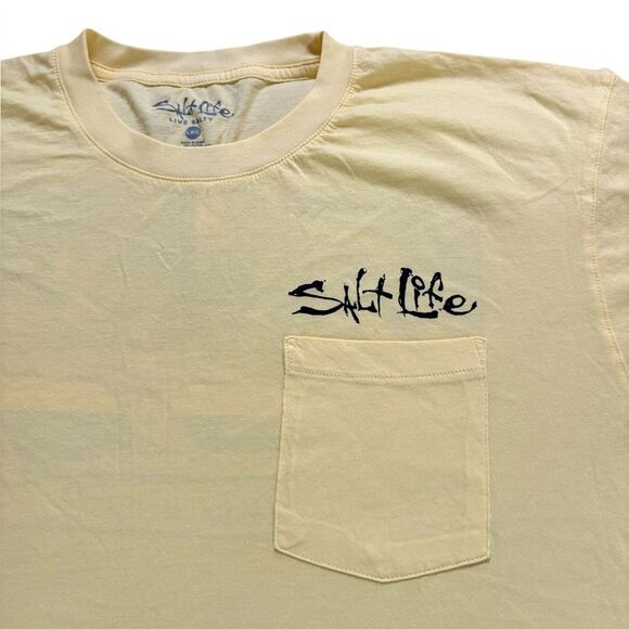 Salt Life Yellow T Shirt A Salty State Of Mind Surf Board Graphic Men Size Large - Picture 4 of 8
